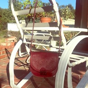 Loeffler Randall burgundy calf-hair bag EUC